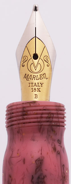 Marlen Journal Fountain Pen - Pink Marble, Button Filler, Sterling